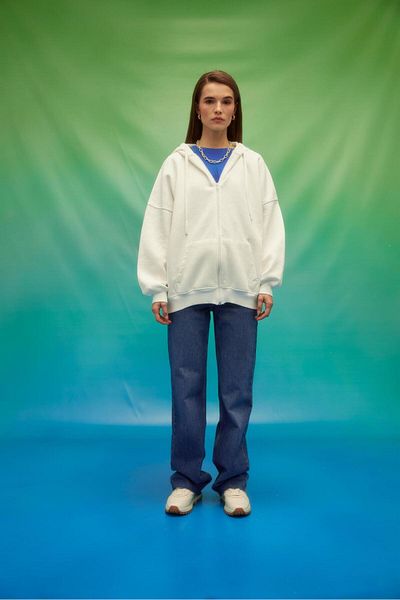 TUBİA Oversize Cut Cardigan Sweat with Hooded Fleece Inside