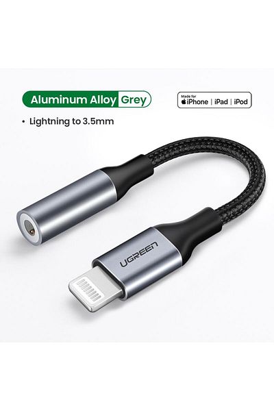 Ugreen Lightning Connector Jack 3.0 Cable Aluminum Shell Braided 10cm - Black
