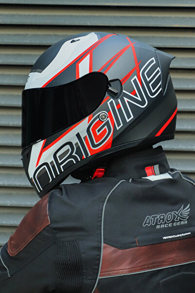 Origine Strada Competition Beyaz-Kırmızı-Siyah Kask ( Güneş Vizörlü )