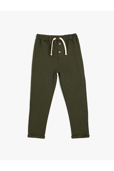 Koton Cotton Sweatpants - Basic, Tie Waist