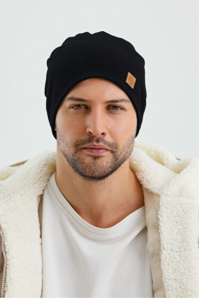 Butikgiz Erkek Siyah Termal %100 Pamuklu Soft 2 Stil 1 Arada Bere Premium Cuts Serisi