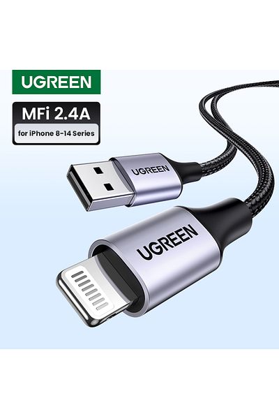Ugreen Lightning to USB Cable Alu Case with Braided  2m - Black