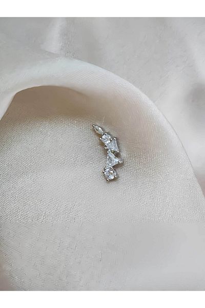 Eva Takı Store Silver Silver Colorful Flower Pattern Modern Cartilage Piercing Tragus Helix Earrings