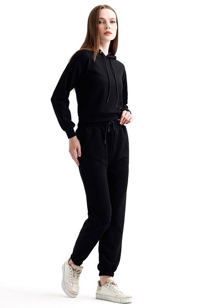 MD trend Modal Hooded Crop φούτερ και ελαστική μέση φούτερ - Γυναικείο σετ δύο τεμαχίων