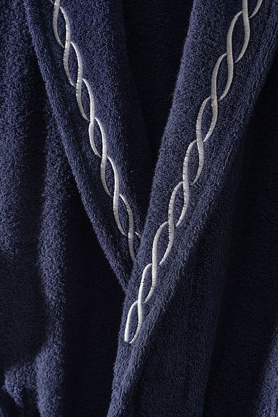 Doqu Home Μπουρνούζι Helena + Πετσέτα προσώπου S/M-L/XL Ecru-Navy Blue