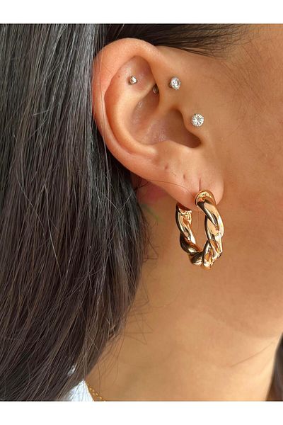 Modadiro Gold Twisted Hoop Earrings