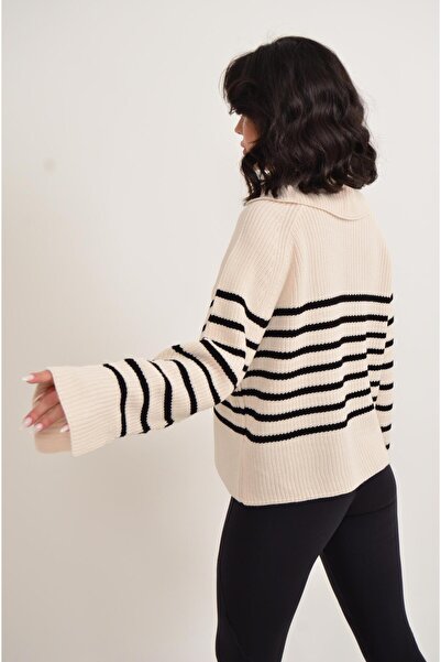Figo Смугастий жіночий кашемірний светр з коміром-стійкою