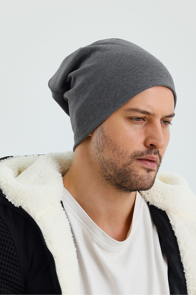 Butikgiz Erkek Gri Termal %100 Pamuklu Soft 2 Stil 1 Arada Bere Premium Cuts Serisi