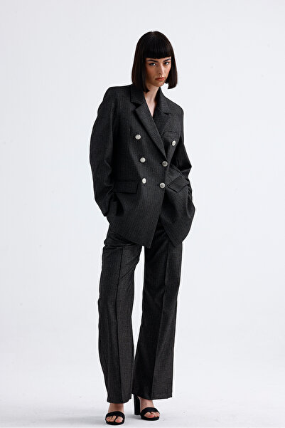 Sense Double Breasted Cutout Lined Seasonal Suit - Anthracite Ckt35837