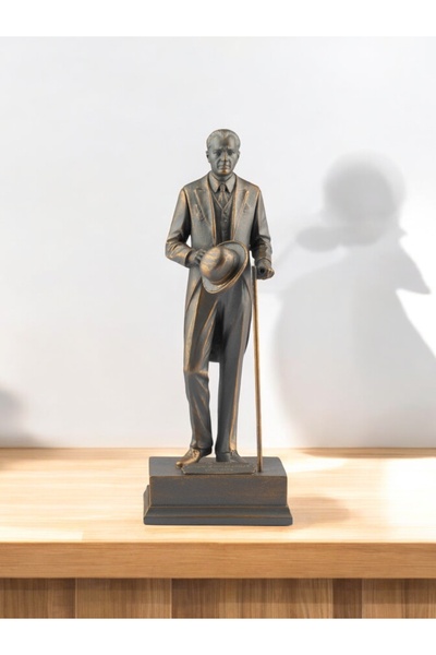 GİTTİGİTTİ Baston ve Şapkalı Mustafa Kemal Atatürk Dekoratif Büst Biblo Kahve