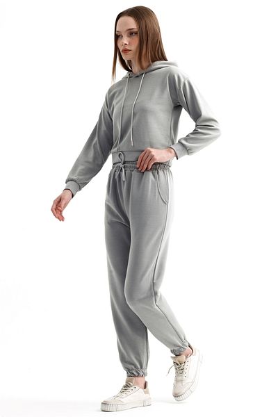 MD trend Modal Hooded Crop φούτερ και ελαστική μέση φούτερ - Γυναικείο σετ δύο τεμαχίων
