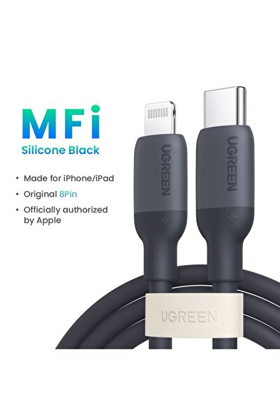 Ugreen USB-C - Lightning Silikon Kablo 1m - Siyah