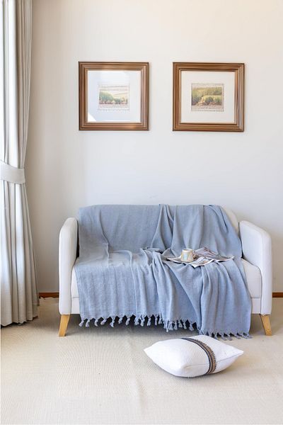Koza Mix towel Herringbone Patterned Double Sided Sofa Cover-Shawl Gray/Gray 180 X 220 cm