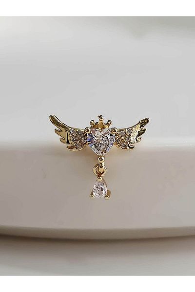 Eva Takı Store Angel Angel Wing Cartilage Piercing Tragus Helix Gold Gold Color Earrings