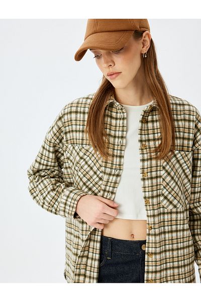 Koton Classic Collar Pocket Detailed Buttoned Plaid Lumberjack Shirt