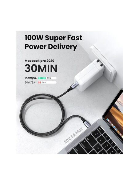 Ugreen Fast Charging Cable Braided USB-C to USB-C 2m 100W - Black