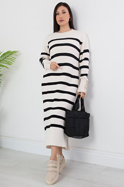 PULLIMM Сукня-светр у смужку з довгим рукавом - MOD1028