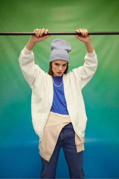 TUBİA Oversize Cut Cardigan Sweat with Hooded Fleece Inside