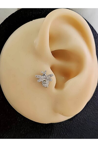 Eva Takı Store Arı Model Kıkırdak Piercing Tragus Helix Silver Gümüş Renk Küpe