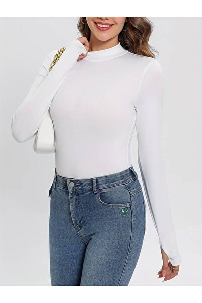 LADY HAZAL White Slimfit Body - Soft Touch Interlock Combed Cotton, Athlete Size Blouse