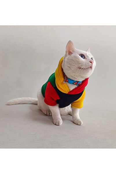 Buddy Store ملابس للقطط والكلاب، ملابس رياضية، سترة بغطاء للرأس، موديل ملون - مقاس S