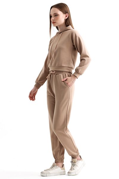 MD trend Modal Hooded Crop φούτερ και ελαστική μέση φούτερ - Γυναικείο σετ δύο τεμαχίων