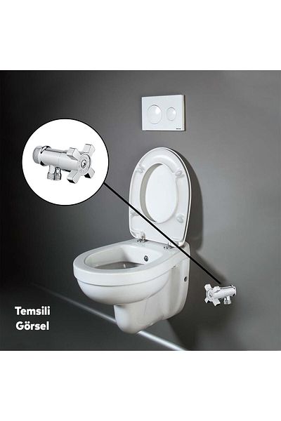 Badem10 Intermediate Faucet Toilet - Alafranga Flex Hose, Flip Connection, Metal Reservoir Wc