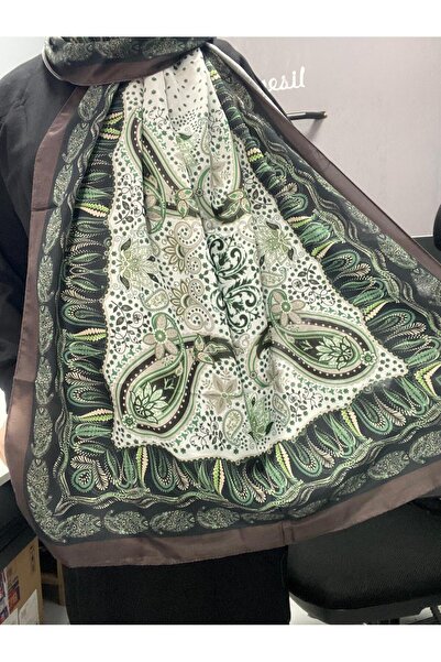 AMİNENESİL شال قطني ناعم من الألومنيوم موداكشمير باللون الأخضر والبيج والبني ...