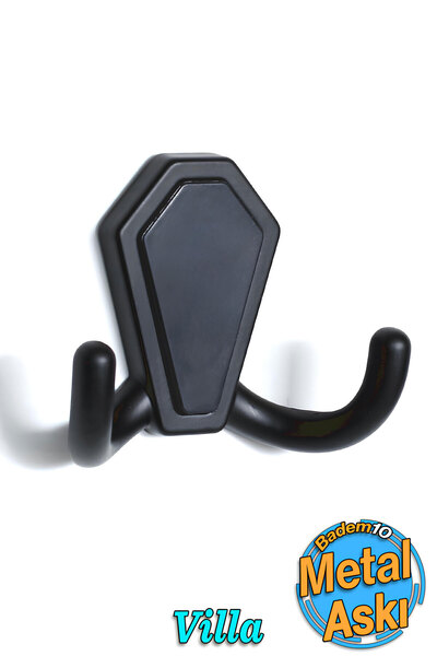 Badem10 Villa Portmanto Askı Vestiyer Duvar Dolap Elbise Askısı Mat Siyah Met...