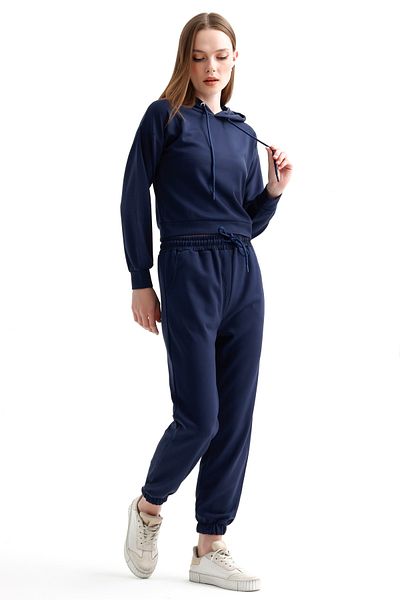 MD trend Modal Hooded Crop φούτερ και ελαστική μέση φούτερ - Γυναικείο σετ δύο τεμαχίων
