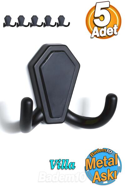 Badem10 5 Adet Villa Portmanto Askı Vestiyer Duvar Dolap Elbise Askısı Siyah ...