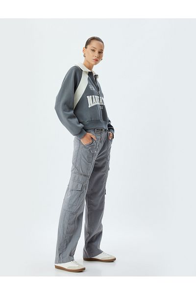 Koton Chino Cargo Pants - Relaxed Fit, Stitching Detail and Buttons