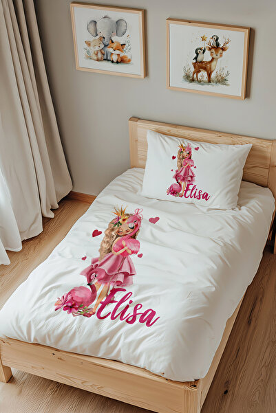 Lilabio İsme Özel Tek Kişilik %100 Pamuk Nevresim Takımı (160X220 CM) Flaming...