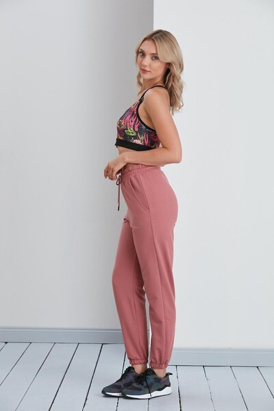 nurneva Γυναικείο μοντέλο βασικής κατασκευής, ελαστικό στο πόδι, μήκους μέχρι τον αστράγαλο, χτενισμένο βαμβακερό παντελόνι αθλητικό