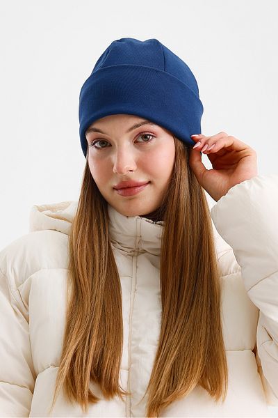 Butikgiz Light Navy Blue Thermal Women's Series - 100% Cotton, Soft Beret, Sultan Style, 2 Different Look