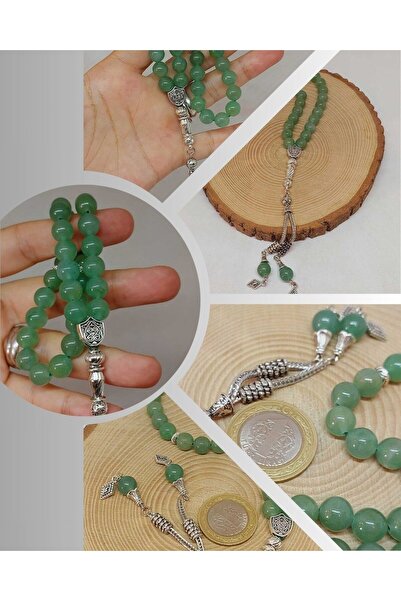 Yasamtohumu Pietre de aventurină culoare deschisă Tasbih 33 bucăți 8 mm (17605)