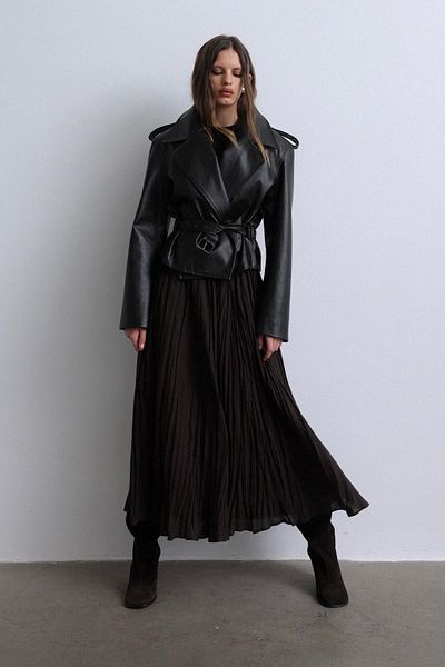 Suud Collection Горчиво кафява плисирана пола Donette