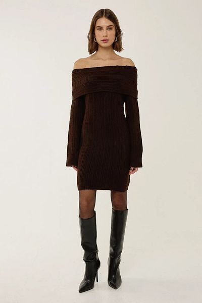 Hiccup Ριγέ πλεκτό φόρεμα Madonna Collar
