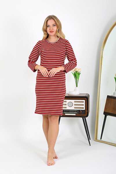 Akbeniz Set tunică și cămașă de noapte din bumbac roșu - 13132