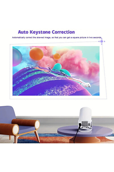 Laraheiser Taşınabilir Android 11 Projeksiyon Wifi Destekli Uyumlu Akıllı Sinema Projektör Beyaz Ultra HD