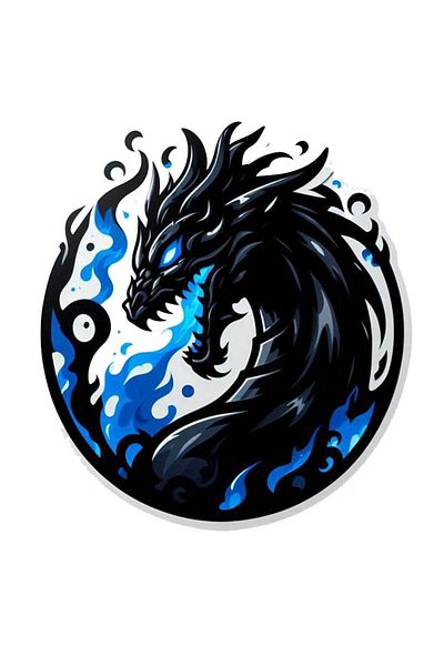 MegaSticker Autocolant Dragon Negru 13x13 Cm - Mașină, Motocicletă, Cască, Laptop, Geam