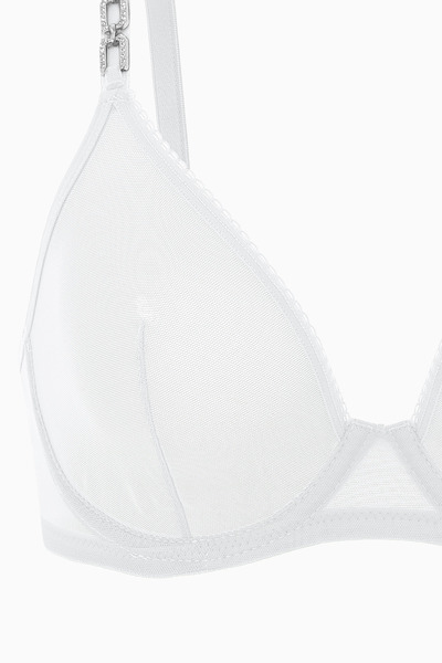 Wonna Set sutien din tul colorat ecru și chiloți cu lanț - fără cupă - modă - 2565