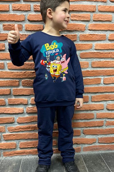 endudu Spongebob Printed 2-Piece Set for Kids - 100% Cotton Kindergarten and Nursery Set
