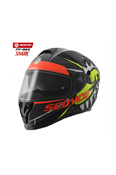 Scoyco SC FF-869 Shark Full Face - Güneş Vizörlü ( Gözlüklü ) Motorsiklet Kaskı ( DoT CE Sertifikalı )