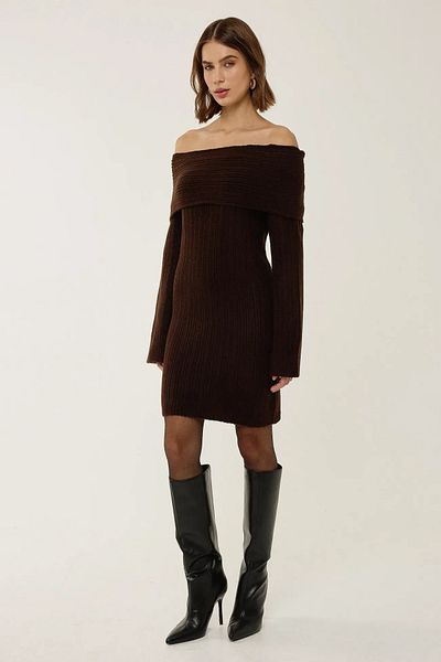 Hiccup Ριγέ πλεκτό φόρεμα Madonna Collar