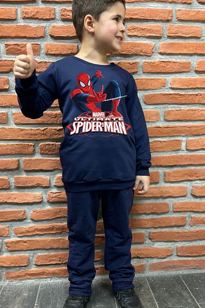 endudu Spiderman Printed Cartoon Character Children's 2-Piece Set Kindergarten-Nursery Set 100% Cotton Set