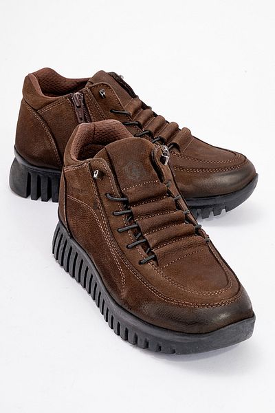 Hammer Jack Comfort γυναικείες μπότες casual - μισό φερμουάρ στον αστράγαλο, γνήσιο δέρμα HJ 18810Z NUBUCK BROWN