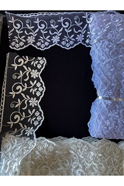 Butik Geniş kenar bant Güpür Fransız dantel 8 cm en 9 metre boy imza tekstil ...