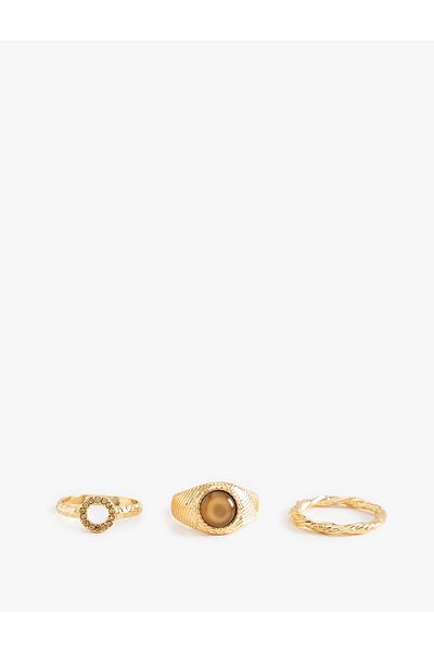 Koton 3 Piece Stone Detailed Ring Set