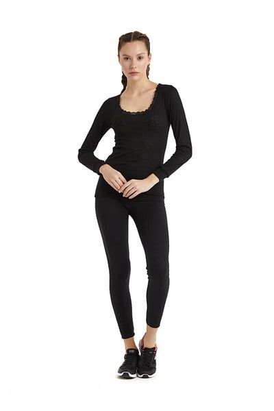 Blackspade Tricou termic pentru femei cu model de inimă cu mânecă lungă, nivel 1